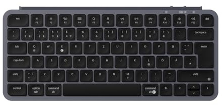 Keychron B1 Pro Ultra-Dünne Drahtlos-Tastatur, 75% DE-ISO-Layout 3 Moden 2.4GHz/Bluetooth/Wired ZMK-Customisierung Scherefuß-Tastendesign Tastendämpfung kompatibel mit Windows/Mac, Grau