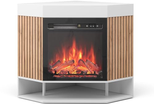 Vicco Elektrokamin Lynea, Weiß, 100 cm mit realistischem Flammeneffekt und Heizung 1800W