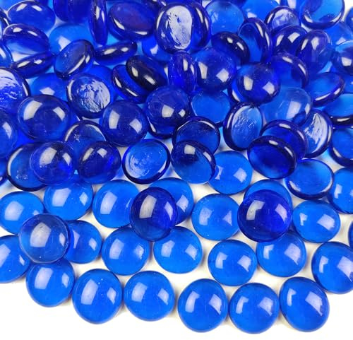 G&S homedeko Galets en verre bleu cobalt, 500 g, pierres décoratives multi-usages pour remplissage de vase, pierres précieuses de pot de fleurs, gravier d'aquarium, décoration d'intérieur et travaux