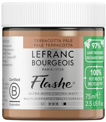 Lefranc Bourgeois 301981 Flashe Bio-Based Acryl- und Vinylfarbe Pale Terracotta, 75 ml – Umweltfreundlich, Matt, Lichtecht, Wasserfest, Deckend
