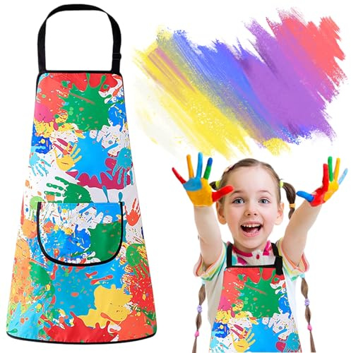 COYUN Grembiule da Pittura Bambini, Impermeabile, con Tasche, Unisex, One Size, Multicolore1, Cartoni Animati
