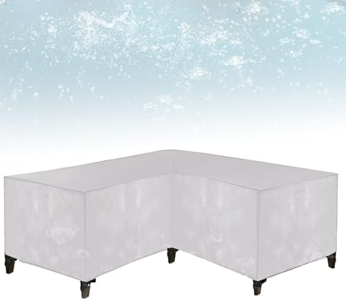 Outdoor L Shaped Garden Furniture Cover 270x270x90cm Waterproof Heavy Duty Oxford Cloth Durable Corner Sofa Cover with Air Vent Patio Furniture Protection