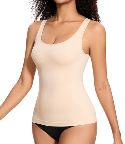 ONEW Women's Slimfit Vest Comfortable Tummy Control Shapewear Tank Top Shaping Compression Tank Top Comfortable Body Shaper, beige, XXL