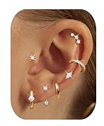 Dochais 7 par örhängen guld set hypoallergena stud 14K förgyllda huggie små creoler örhängen för flera piercingar guldörhängen för kvinnor snygg brosk kvinnlig smycke present guld/silver, Kubisk