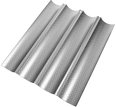 VALICLUD Teglia Da Forno Strumento Per Cottura Del Pane Per Pane Francese a 4 Scanalature in Acciaio Al Carbonio Antiaderente Facil Pulire Sformare