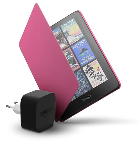 Amazon Kindle Colorsoft 16 GB + Rosafarbener Hülle aus Material auf Pflanzenbasis + 9W-Netzteil