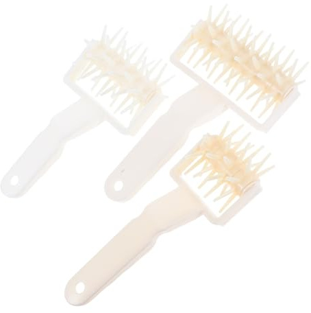 PRETYZOOM 3pcs Plastic Pizza Hole Puncher Roller Set Spikes Handheld Pastry Dough Hole Remover Baking Accessories for Cookie Pie Dough Docking in Home Kitchen