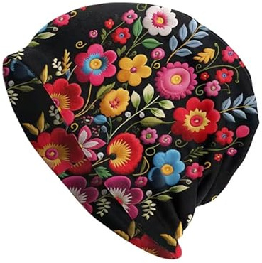 DJC BOUTIQUE Chemo huvudbonad mössa hatt - förbunden bandana halsduk stängd topp keps blomma, Ljus på svart, one size