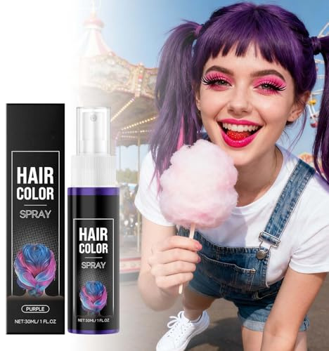 Purple Hair Spray Colour for Kids Women, Temporary Hair Color Spray, Instant Color, One-Time Use Hair Color Wax, Washable Hair Dye for Cosplay, Prom, Party, Christmas (Purple)
