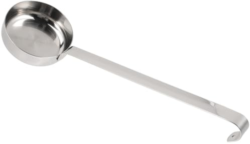 SUPVOX Stainless Steel Pizza Sauce Spoon, 2oz Flat Ladle with Long Handle for Even Sauce Spreading, Professional Measuring Scoop for Pizzerias & Home Kitchens