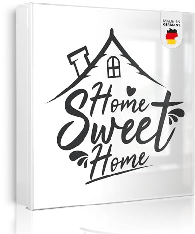 banjado Großer Schlüsselkasten Metall - Schlüsselbox 30x30cm beschreibbarer mit 32 Haken - Schlüsselkasten modern für Schlüsselaufbewahrung - Korpus Weiß Scharnier Rechts - Motiv Home Sweet Home 4