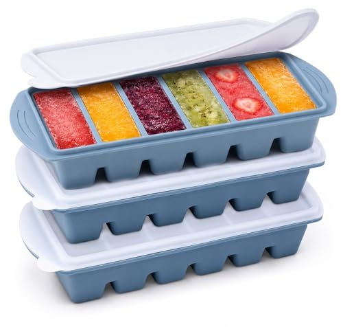 Juego De 3 Moldes De Silicona Para Congelar Sopas Con Tapas | 6 Compartimentos Apilables, Ideales Para Sopas, Salsas, Caldos Y Sobras, Fáciles De Limpiar