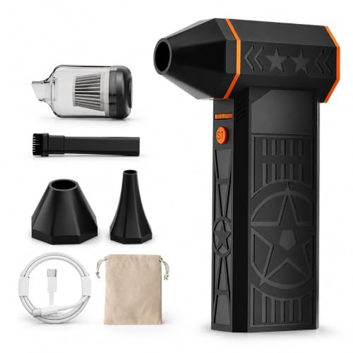XQLY Compressed Air Duster, Stepless Adjustable Mini Blower 130000RPM Power | Cordless Air Duster with Fast Charging Violent Turbo Fan Dust Blower for Computer, House, Keyboard, Outdoor and Car