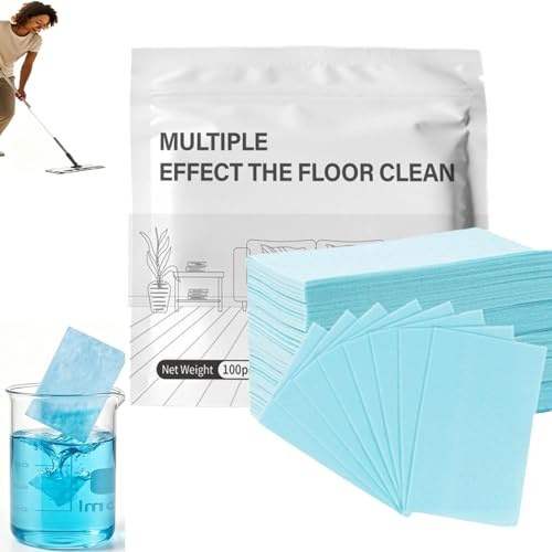 100 Stück Floor Cleaning Tablets Multi-Surface Cleaner, Bodenreiniger, Multiple Effect the Floors Clean, Duftende Bodenreiniger Blätte für Hartböden und Fliesen (Blue)