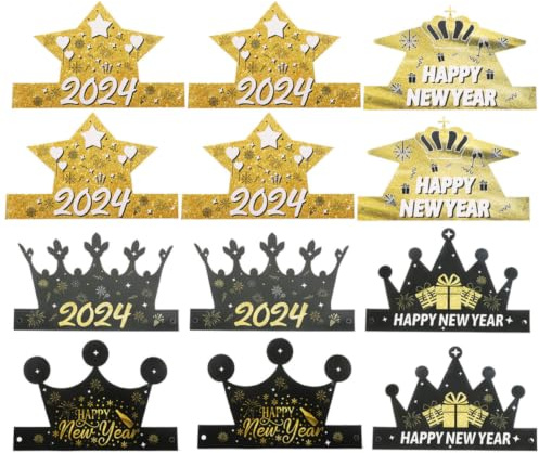GAROZATION 12 Stück Neujahrshüte aus Papier Einfache Montage Einzigartige Fotorequisiten für Silvester und Neujahrspartys Schöne Kronen für Festliche Stimmung