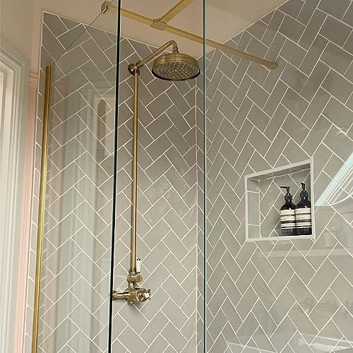 ENKI, Windsor, SH0155, Traditional Thermostatic Victorian Shower, Large Rainshower Head, Antique Brass, Traditional Shower Valve Style | Solid Brass, 1-Year Guarantee, Rainfall Shower Head, Shower Mixer Set, Modern Bathroom