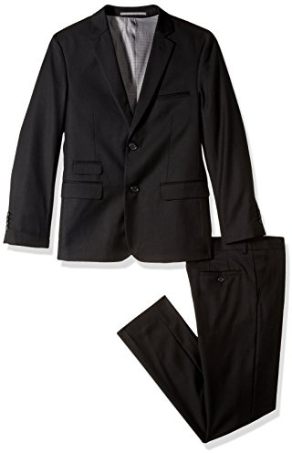 Isaac Mizrahi Big Boy's Solid 2pc Slim Fit Wool Suit Suit, Black, 12