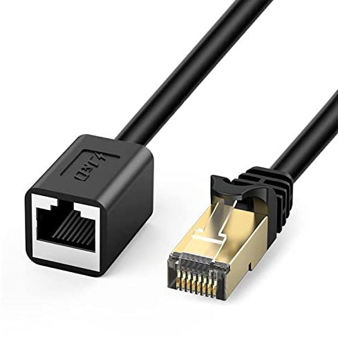 J&D Cat 6 Rallonge Ethernet RJ45 Réseau Câble Extension, RJ45 Mâle à Femelle Extension Ethernet – Supporter Standards Cat6 / Cat5e / Cat5, Compatible avec PS5 PS4 PC Routeur Modem Switch, 1.8 Meter