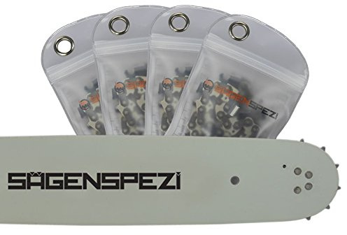 50cm Sägenspezi Schwert-Set Drive mit 4 Vollmeißelketten 3/8 72TG 1,5mm passend für Husqvarna 572XP