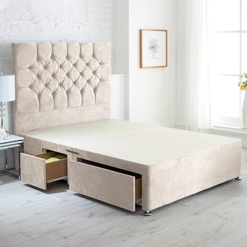 ComfoRest - Luxurious 5FT King Size Divan Bed | Functional King Size Bed with 4 Large Drawers | Stylish King Size Divan for Practical Storage | Durable Beds for Modern Homes (Cream Naples)