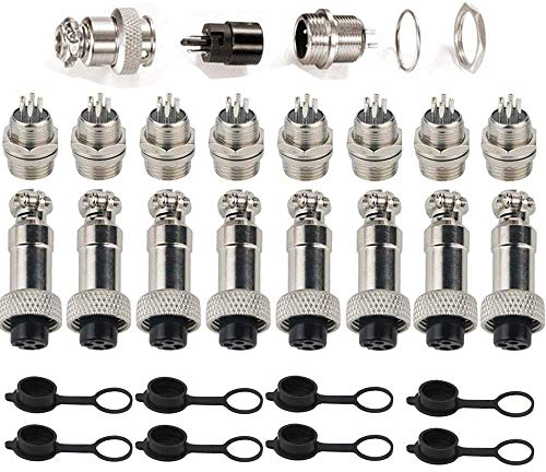 RUNCCI-YUN 8Pcs GX16-4 Pin Aviazione Spina, 5A Aviazione Connettore Spina, Maschio Femmina Plug Metallo GX16 Connettore Pannello Presa Spina, con Gomma Protettore Berretto