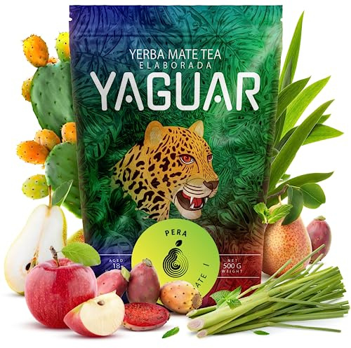 Yaguar Limón Yerba Maté 500g - Traditionnelle au Citron – Thé Énergie Naturelle Caféine - Alternative Café - Ilex Paraguariensis Maté Vert - Rafraîchissant Tereré