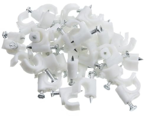 PROFI Kabelhalter & Kabelschellen 7 mm Weiß (500 Stück) – Nagelschellen mit Stahlnagel, Kabelklemmen & Kabelclips