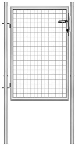 vidaXL Cancello per Giardino Patio Design Classico con Chiavi Robusto Antiruggine Ingresso Recinto Recinzione in Acciaio Zincato 105x150cm Argento
