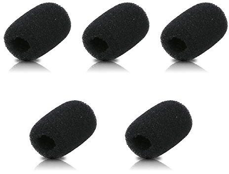kwmobile Set 5x Filtri Antipop Microfono 2x3,2x1 cm - Protezioni Microfoni per Cuffie - Antivento e Antirumore - in Schiuma nero