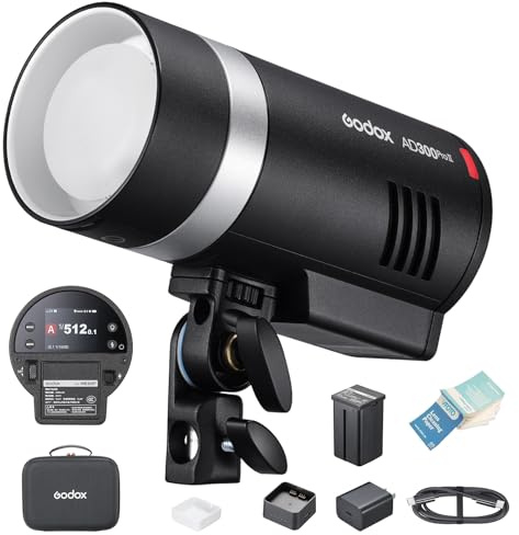 GODOX AD300ProII AD300Pro II TTL Flash Extérieur, 300Ws HSS 1/8000s Strobe | Sans Fil 2,4GHz, Temps de Recyclage 0,01-1,5s, Batterie Lithium-ion 2600mAh, 350 Flashs à Pleine Puissance, LED Modèle Lampe