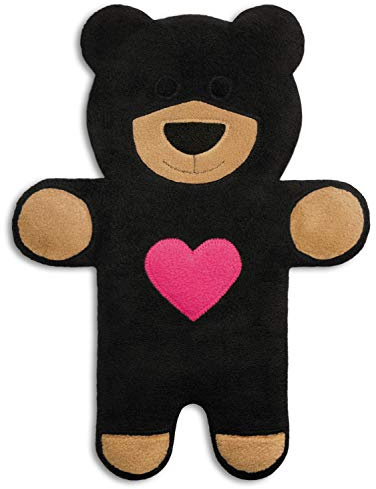LESCHI Wärmekissen - 4 Kammer Körnerkissen für Mikrowelle - Tier Bär Teddy Schwarz mit Herz - anschmiegsames Getreidekissen mit Bio Weizen - ideal als Wärmespender im Winter und für den Bauch