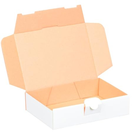 smiley pack Maxibriefkarton DIN A6 / B6 180 x 130 x 45 mm weiß 10 Stück | Stabiler Versandkarton mit Steckverschluss – passend für DHL Maxibrief, Warensendung & Büchersendung