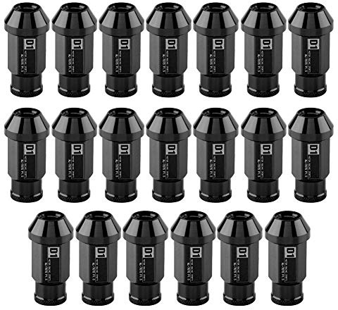 Hlyjoon 20 Pack M12X1.5 Aluminium Wheel Nuts, Black