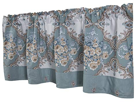 Dreamskull Scheibengardine Bistrogardine Landhaus Kurz Küche Modern Blickdicht Kurzstores Gardinen Kurzgardinen Küchengardine Stangendurchzug mit Blumen 150 cm Breit Kleinfenster (HxB 40x150cm)