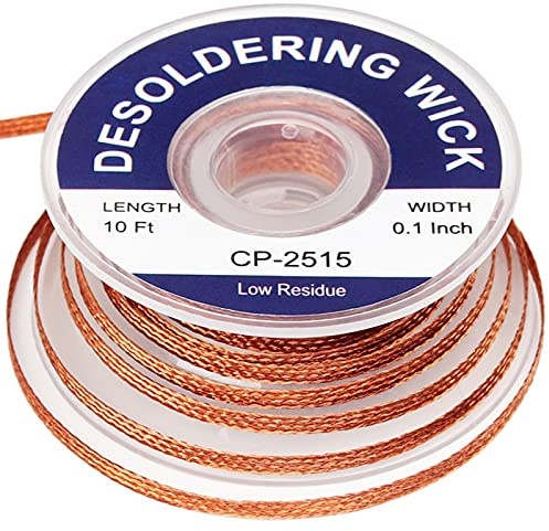 Lesnow solder wick braid 10ft Length Desoldering Wick Braid Remover Tool Solder Sucker 1 piece No-Clean soldering Wick Wire Roll and Disassemble Electrical Components