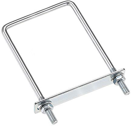 sourcing map 1 Stück M8 Vierkant U-Bolzen Quadratische Bügelbolzen Bügelschrauben 90mm Innenbreite 180mm Länge mit Mutternrahmen und Befestigungselementen, Kohlenstoffstahl