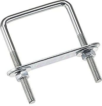 sourcing map 4 Stück M6 Vierkant U-Bolzen Quadratische Bügelbolzen 50mm Innenbreite Bügelschraube mit Mutternrahmen und Befestigungselementen, Kohlenstoffstahl