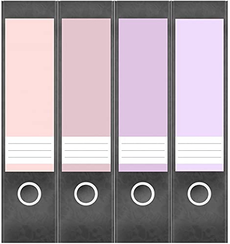 Etiketten für Ordner | Farbmix Mädchen Traum Rosa | 4 breite Aufkleber für Ordnerrücken | Selbstklebende Design Ordneretiketten Rückenschilder