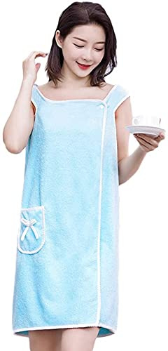 Paréo de sauna pour femme, peignoir réglable avec poche, 80 x 140 cm, serviette de sauna, sarong, kilt, confortable à porter à la maison, vêtement de nuit, bleu, 80x140CM