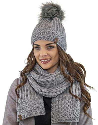 VIVISENCE Wintermütze Mit Bommel Damen Warmes Ideal Für Kalte Wintertage 7016