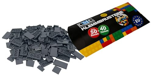 90 Klemmbausteine Fliesen Tiles Bausteine 1x2 2x2 2x4 Noppen Kompatibel freie Auswahl 34 Farben (851 - Dunkel Grau)