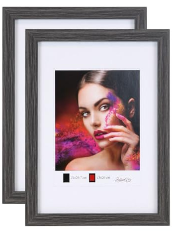 IDEAL TREND 2er 3er 5er Set Holz Bilderrahmen Lifestyle Plexi Foto Rahmen Collage Wanddeko Poster HR-25: Farbe: 2er Pack Grau | Format: 40x60