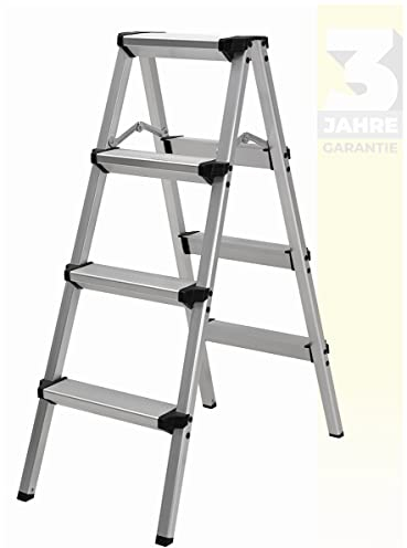 𝐂𝐑𝐀𝐅𝐓𝐅𝐔𝐋𝐋 Trittleiter CF-131A | 𝟑 𝐉𝐀𝐇𝐑𝐄 𝐆𝐀𝐑𝐀𝐍𝐓𝐈𝐄 - 2-5 Stufen Leiter - Klapptritt - Treppenleiter - Klappleiter - Haushaltsleiter - Stehleiter - Mehrzweckleiter (2 x 4 Stufen)