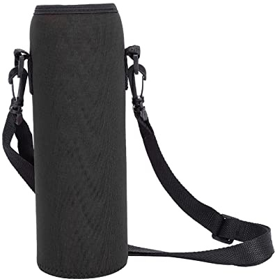 Custodia Bottiglia, Porta bottiglia d'acqua, porta bottiglia d'acqua isolato custodia custodia custodia tracolla regolabile da 1 l, borsa per bottiglia d'acqua da viaggio(Nero)