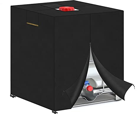 VANSHEIM Funda Deposito 1000 litros Cubierta de Contenedor IBC Funda Protectora para depósito de Agua IBC de 1000 L con Velcro y Cremallera Impermeable Anti UV Paño Polyester Cubierta 120x100x116cm