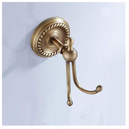 Bathroom towel bar Bronze Bathroom Accessories Antique Toilet Brush Holder Vintage WC Roll Paper Holder Ceramic Double Cup Holder Brass Soap Dishes (Color : Robe hook)