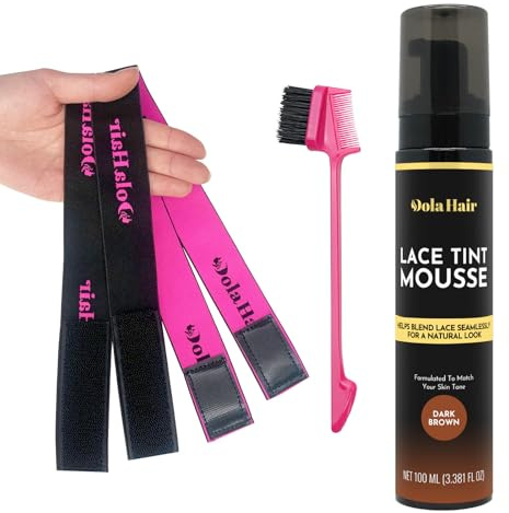 Dolahair Lace Tint Spray for Wig Melting - Dark Brown Mousse with Elastic Bands for Seamless Wig Application