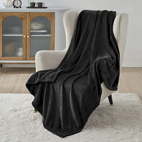 BEDSURE Kuscheldecke Flauschig Decke Fleecedecke - Wohndecke Warm Winter Weich, Sofadecke Kleine, Decke Couch Blanket, Wohn- & Kuscheldecken Kinder 130x150cm, Sofa überwurfdecke Schwarz