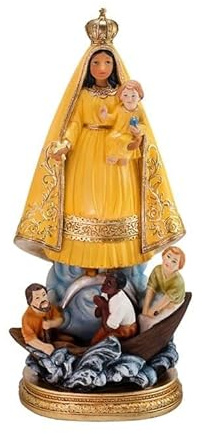 DRW Figura Virgen de la Caridad del Cobre Amarilla de Resina Pintada a Mano (30 cm)