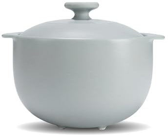 MINH LONG 2-Qt Porcelain Dutch Oven with Lid – Lead & Cadmium Free, Oven Safe to 482°F, Heat Retention, Clay Pot for Cooking on Gas & Infrared Cooktop, Use to Marinate, Cook, Bake, Refrigerate & Serve